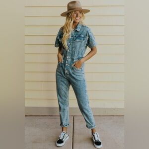 Free People Denim Jumpsuit